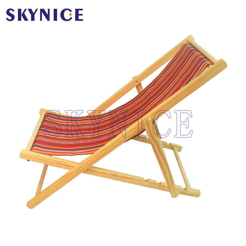 Външен дървен сгъваем стол за плажни слинг