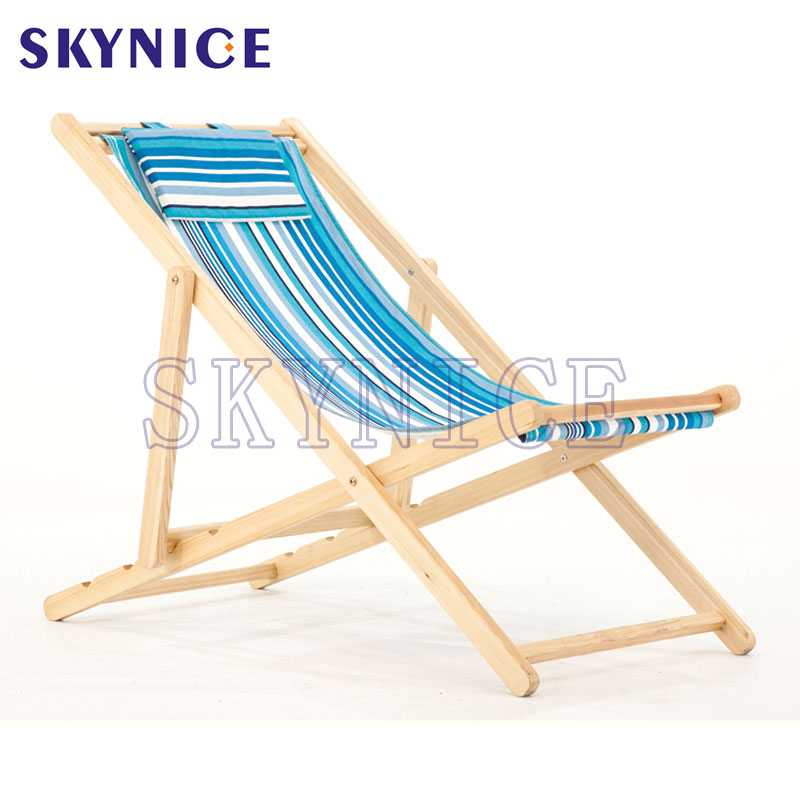 Отстъпващ дървен плажен сгъваем стол