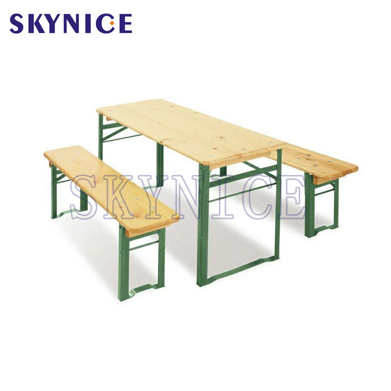 Дървена сгъваема маса за пикник с пейки